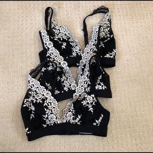3 Wacoal Embrace Lace Wireless Bras Black/Gold 34